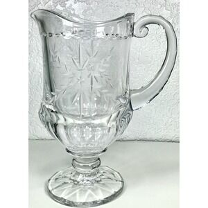 Gorham Chantilly Hand Cut Crystal Pitcher Etched Floral Design‎ Gorgeous!